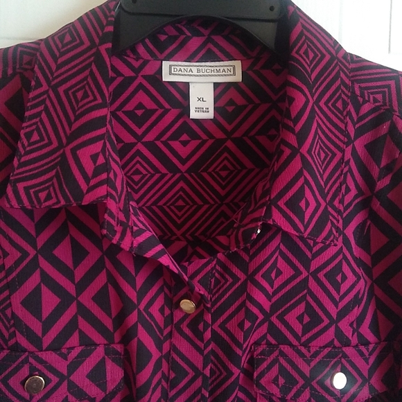 Dana Buchman XL Pink Geometric Patterned Blouse - Picture 3 of 5